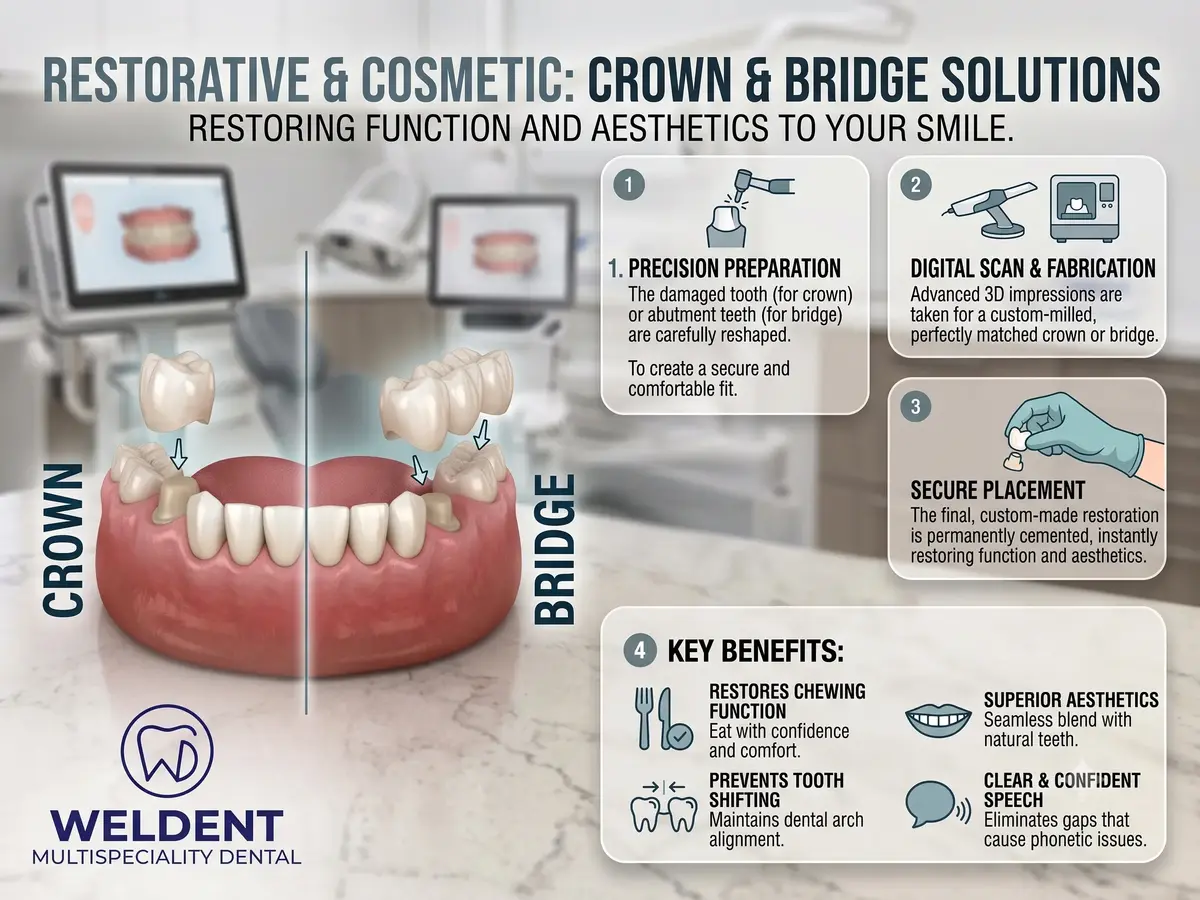 Crown, veneers and bridges treatment information from Weldent Dental